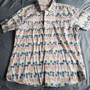 Cotton & Co Palm Tree Print Casual Button Up Shirt Sz. L MCM Resort Vacation